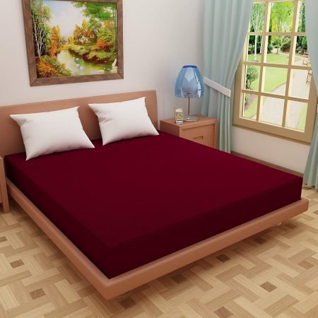 WATER-PROOF-DOUBLE-BED MATTRESS PROTECTOR - MAROON
