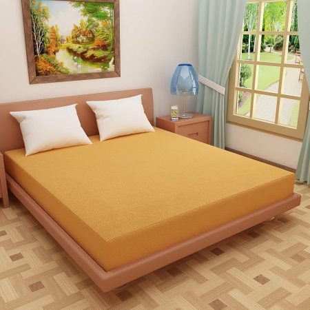 WATER-PROOF-DOUBLE-BED MATTRESS PROTECTOR - FAWN