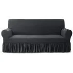 Frill Jersey Sofa Cover -Dark Grey