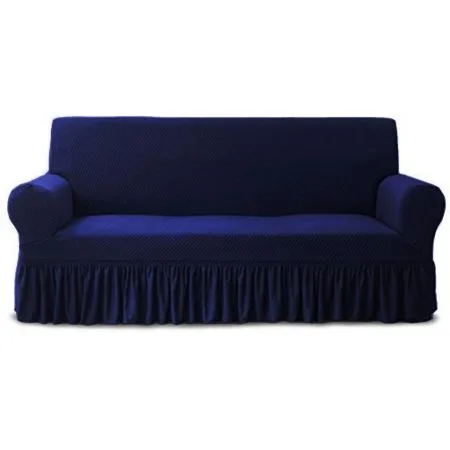 Frill Jersey Sofa Cover -Navy Blue