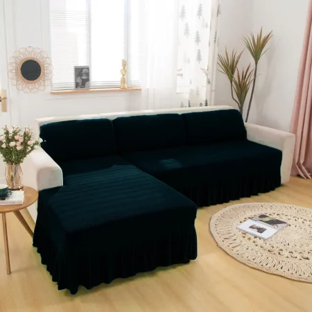 Frill Jersey L-Shaped Sofa Covers