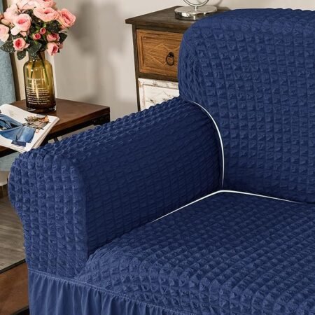 Navy Blue Bubble Style Sofa Cover