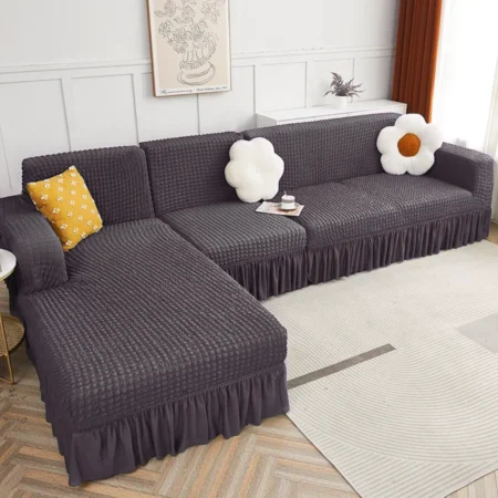 Grey Bubble Style L-Shaped Sofa Covers