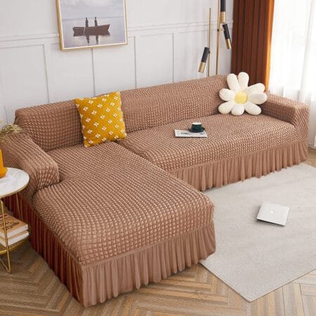 Med Brown Bubble Style L-Shaped Sofa Covers
