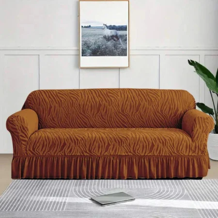 Med Brown Zebra Velvet Style Sofa Cover